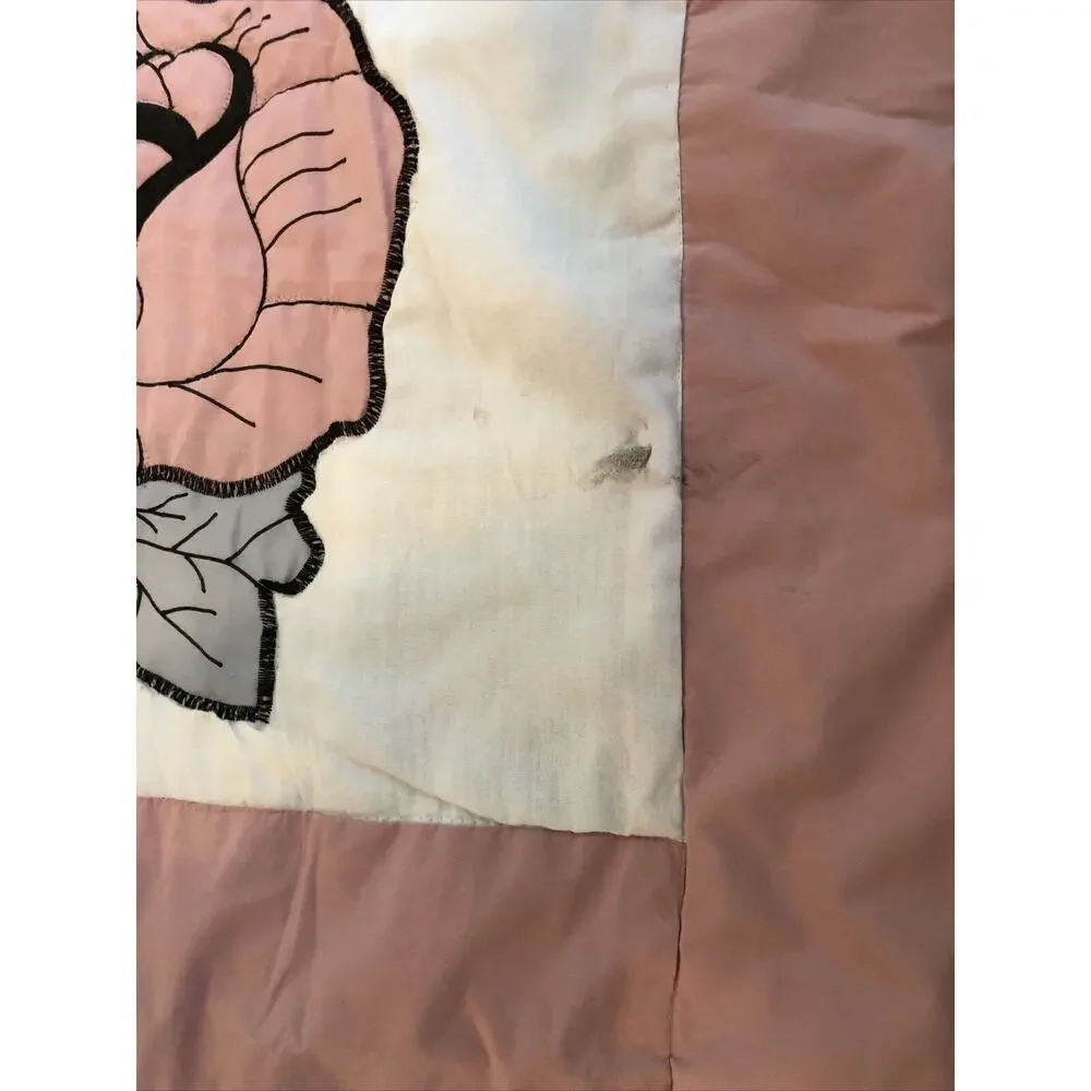 Vintage Floral Rose Quilt Pink, Grey, Cream 93